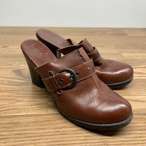 BOC Born Concept Shoes Womens 10 Clogs Mule Heels‎ Slip On Brown Leather upper